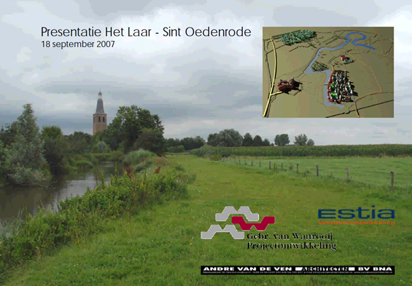 Foto van het buitengebied met daarom de Dommel en de Knoptoren van Sint-Oedenrode.