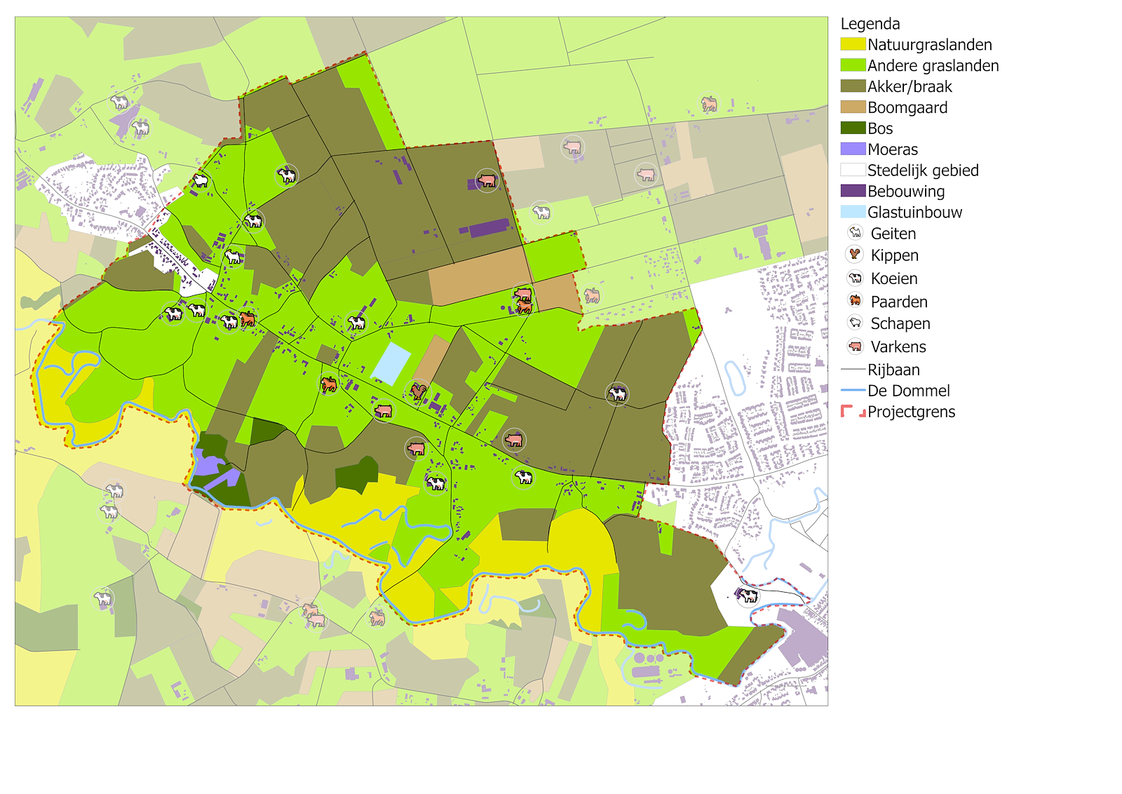 Landgebruik kaart van Ollandseweg e.o.